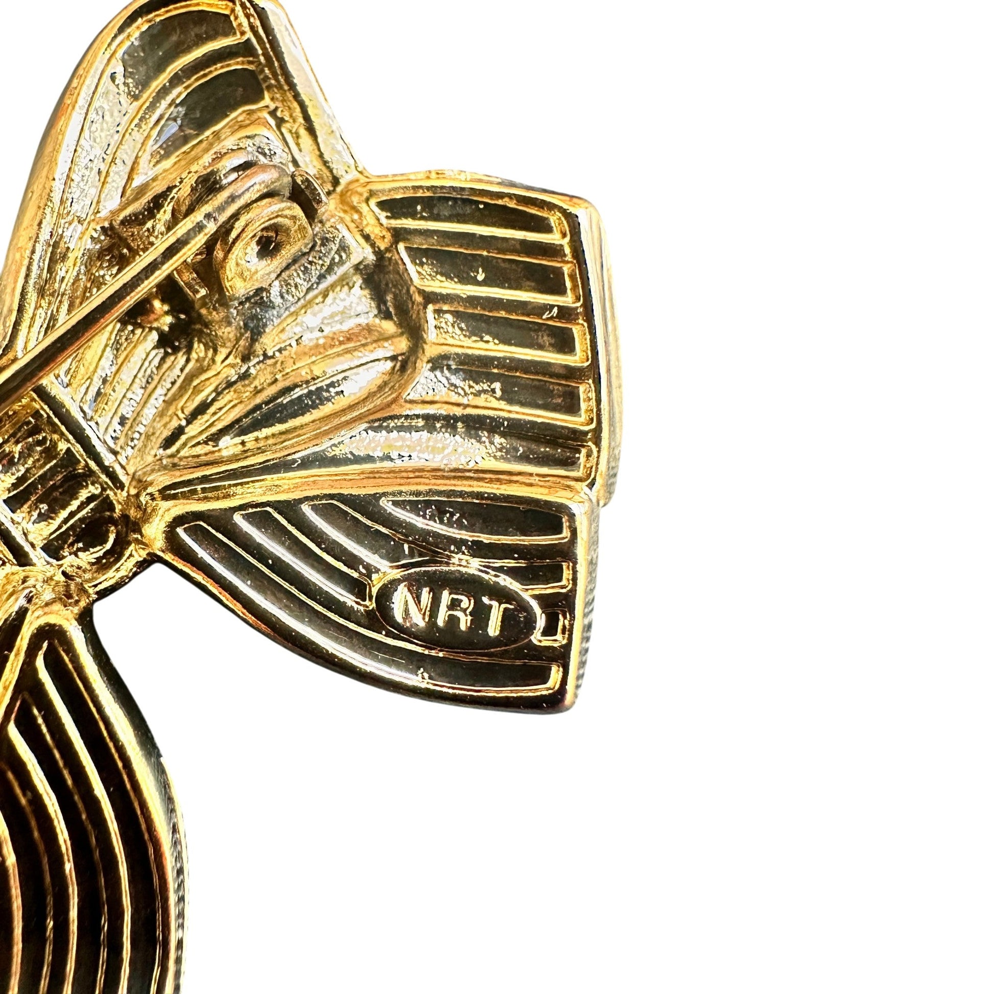 Vintage Stars and Stripes Bow Brooch Gold Tone Enamel Patriotic American Flag Jewelry Brooch - GlamGram NYC