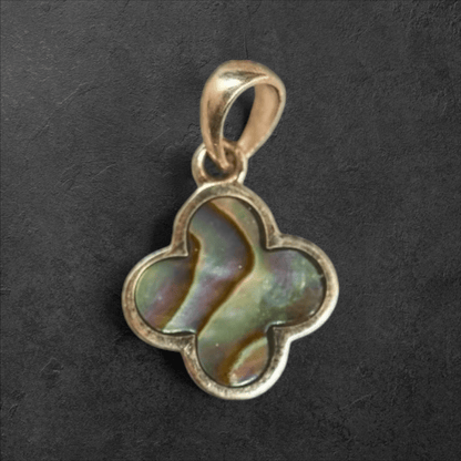 Vintage Sterling Abalone Clover Pendant Charm - GlamGram NYC