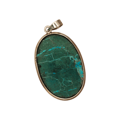 Vintage Sterling Silver Turquoise Statement Pendant with Spiderweb Matrix Pendant - GlamGram NYC